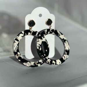 Elegant Black and White Hoop Earrings